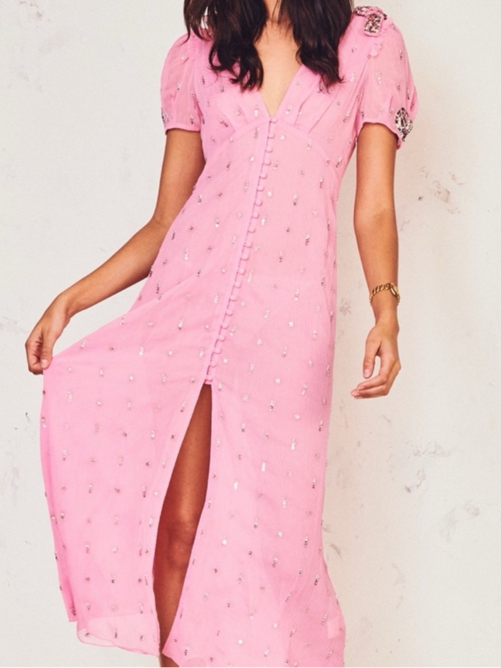 Loveshackfancy Delaney Embellished Midi Dress